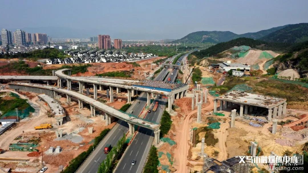 义乌规模最大的互通工程,江赤公路义东路互通高架桥梁