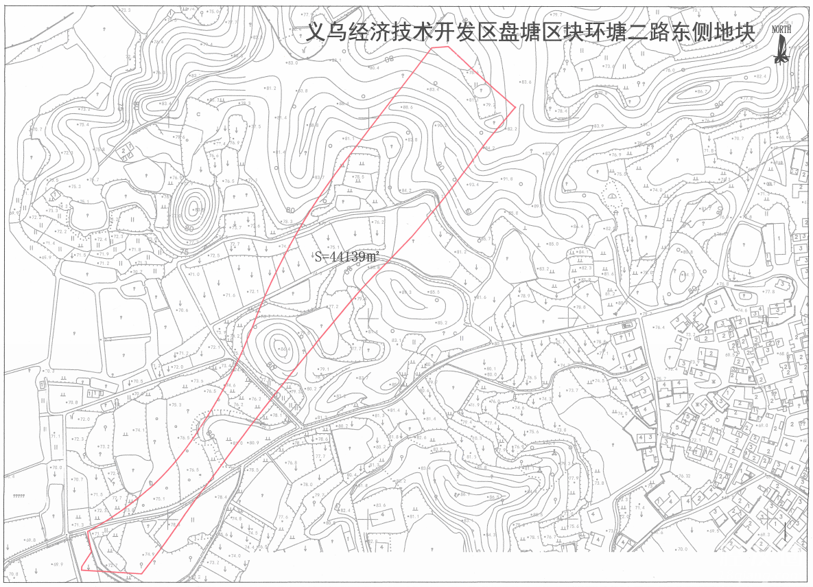 义乌经济技术开发区盘塘区块环塘二路东侧地块 征收范围:赤岸镇南青口